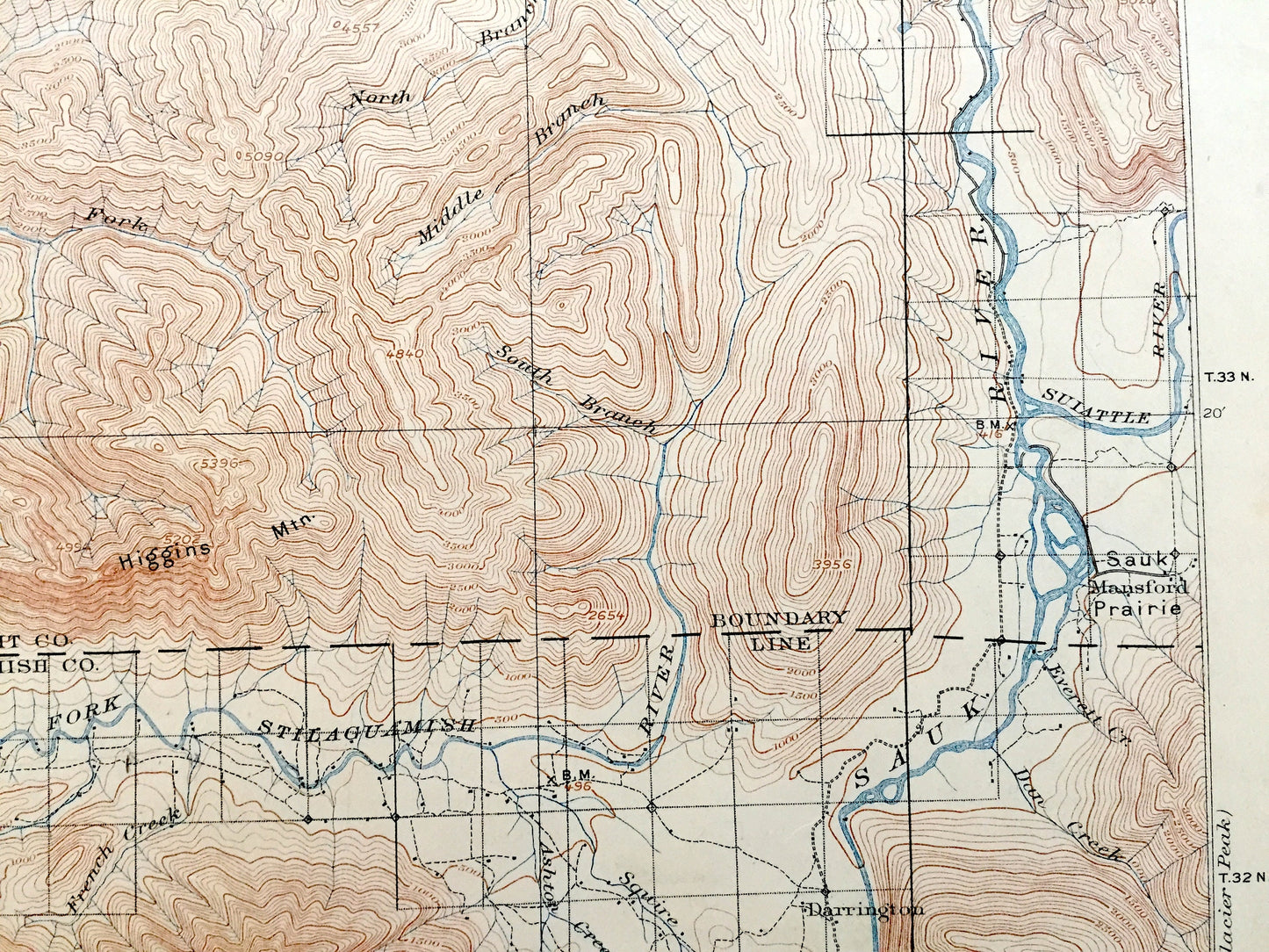 Antique Stillaguamish, Washington 1901 US Geological Survey Topographic Map – Skagit, Snohomish County, Granite Falls, Darrington, Oso, WA