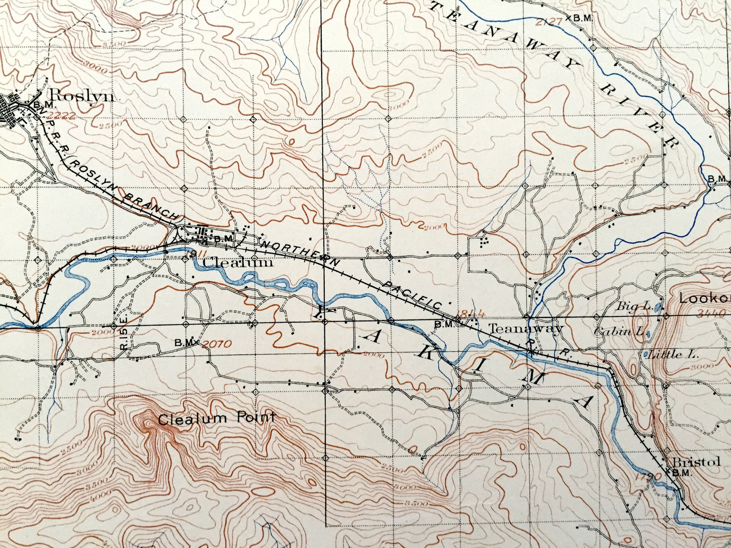 Antique Mount Stuart, Washington 1902 US Geological Survey Topographic Map – Kittitas, Chelan County, Teanaway, Roslyn, Meaghersville, WA