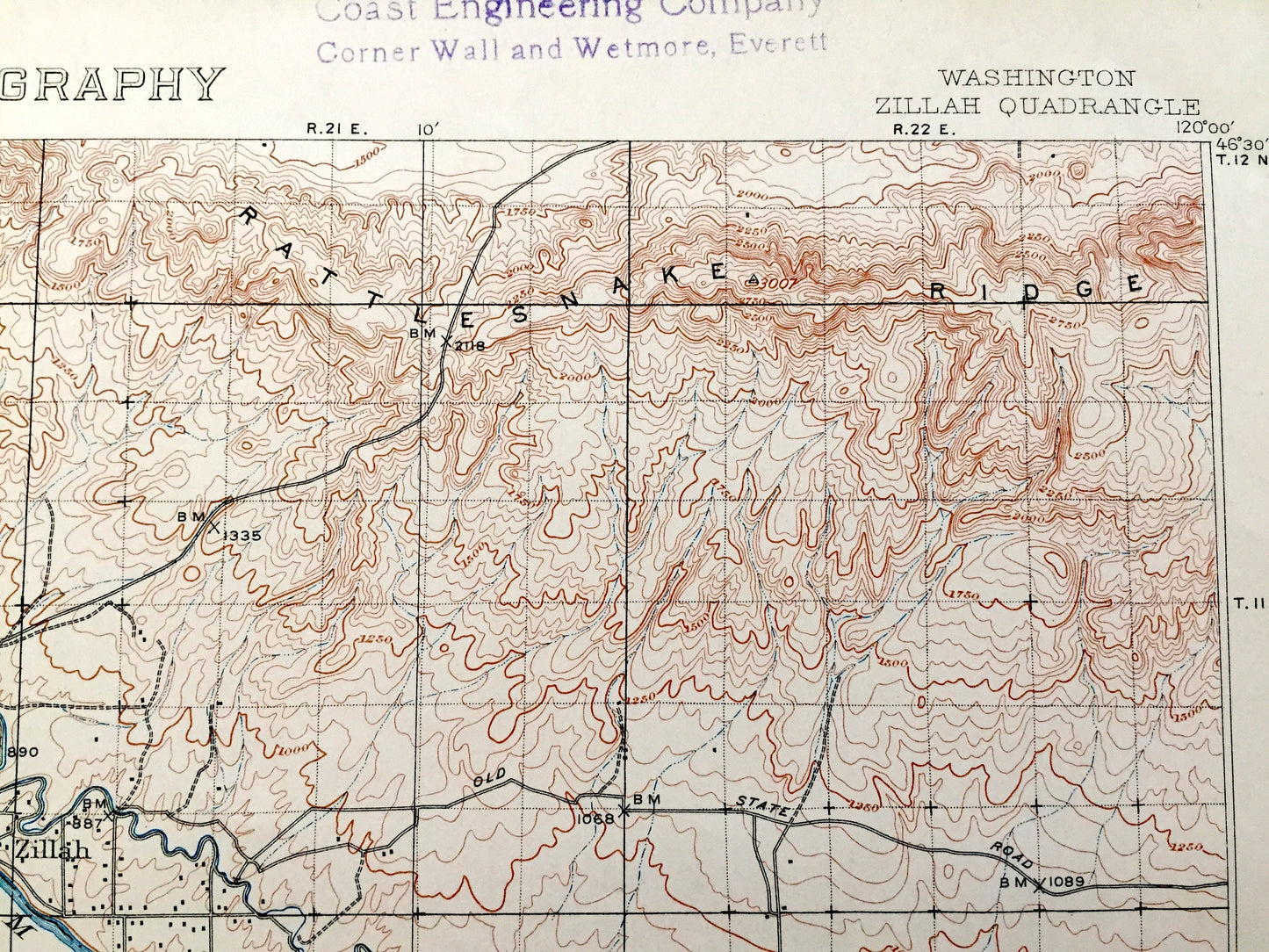 Antique Zillah, Washington 1910 US Geological Survey Topographic Map – Klickitat, Yakima County, Indian Reservation, Sunnyside, Wapato, WA
