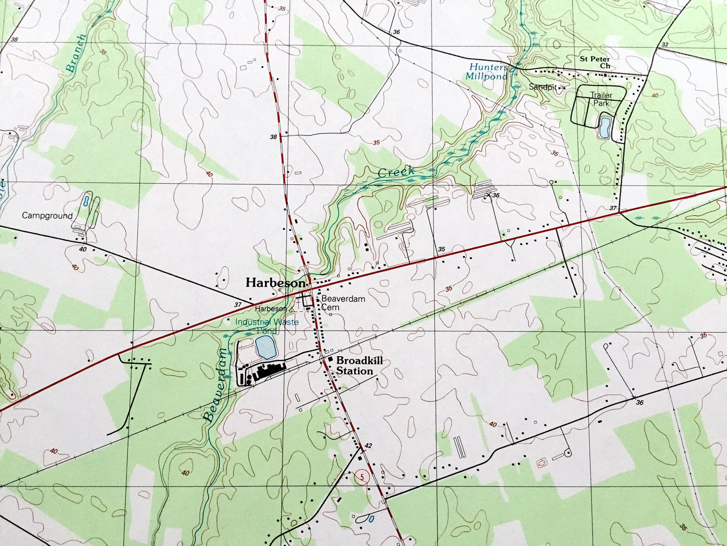 Antique Harbeson, Delaware 1992 US Geological Survey Topographic Map – Sussex County, Georgetown, Gravel Hill, Zohar, Mount Joy, Stockley DE