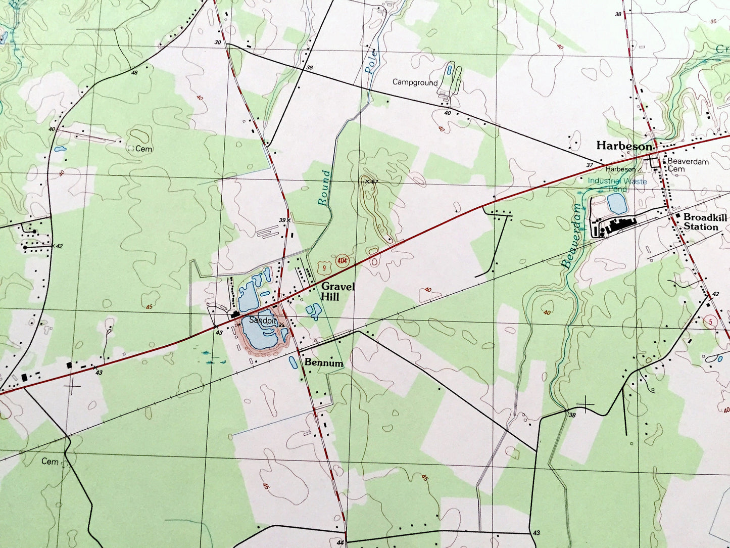 Antique Harbeson, Delaware 1992 US Geological Survey Topographic Map – Sussex County, Georgetown, Gravel Hill, Zohar, Mount Joy, Stockley DE