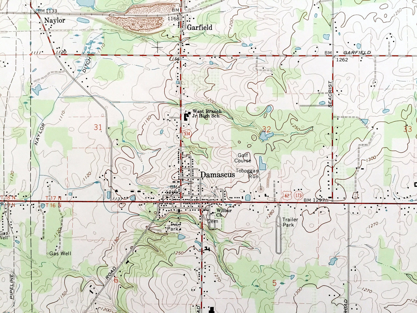 Antique Damascus, Ohio 1966 US Geological Survey Topographic Map — Mahoning, Columbiana County, Berlin, Ellsworth, Smith, Goshen, Butler, OH