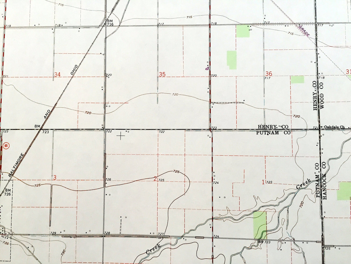 Antique Deshler, Ohio 1960 US Geological Survey Topographic Map — Henry, Wood, Putnam, Hancock County, Marion, Bartlow, Jackson, Liberty, OH