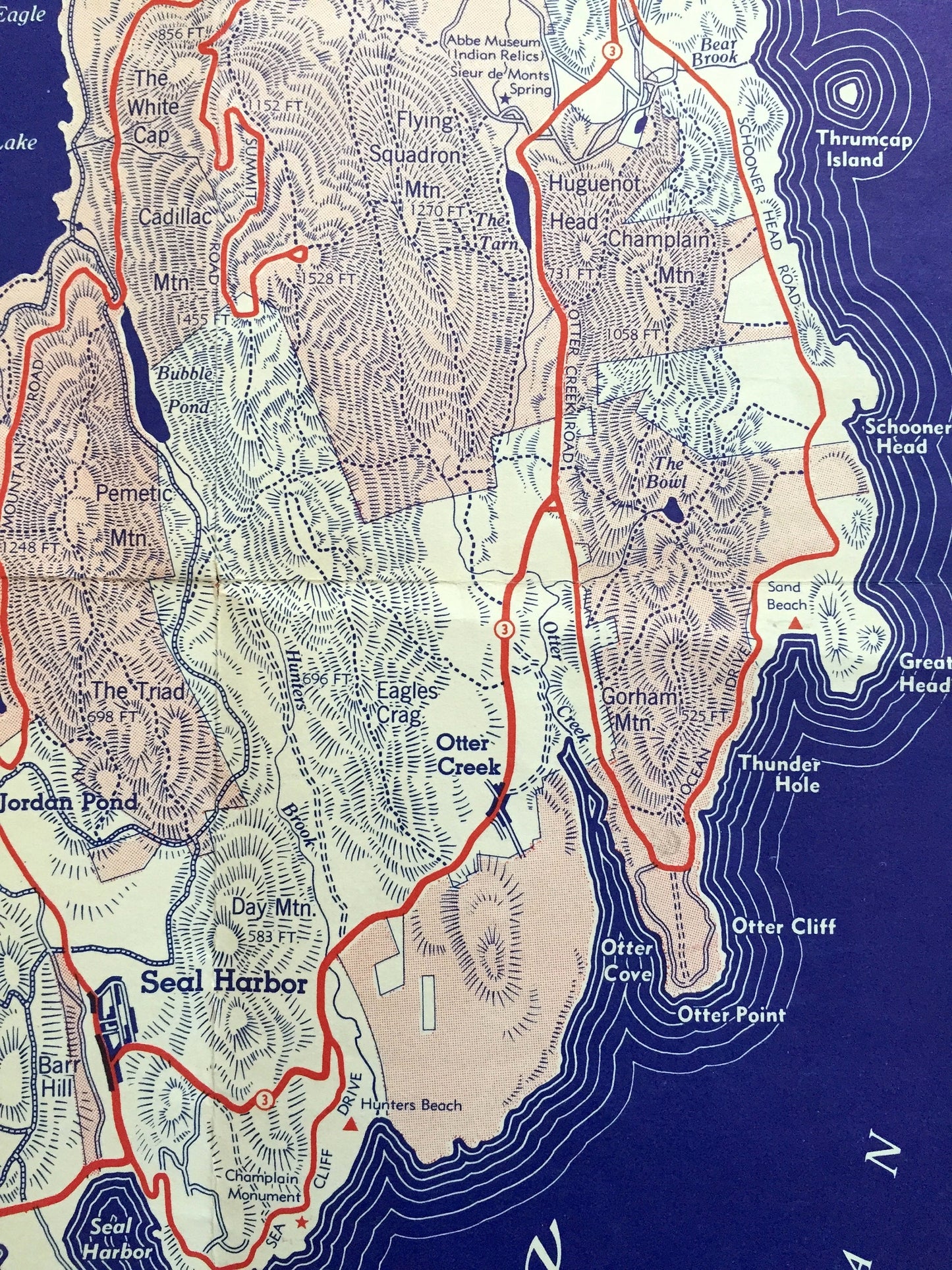 Antique Mount Desert Island, Maine 1938 US Geological Survey Topographic Map – Acadia National Park, Hancock County, Bar Harbor, Tremont, ME