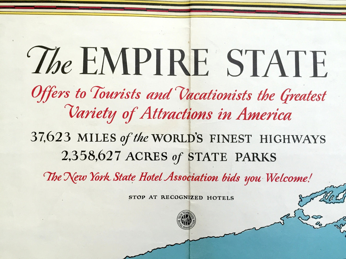 Antique 1932 New York State Pictorial Map by Everand A. McAvoy – Manhattan, Adirondacks, Catskills, Finger Lakes, Long Island, West Point NY