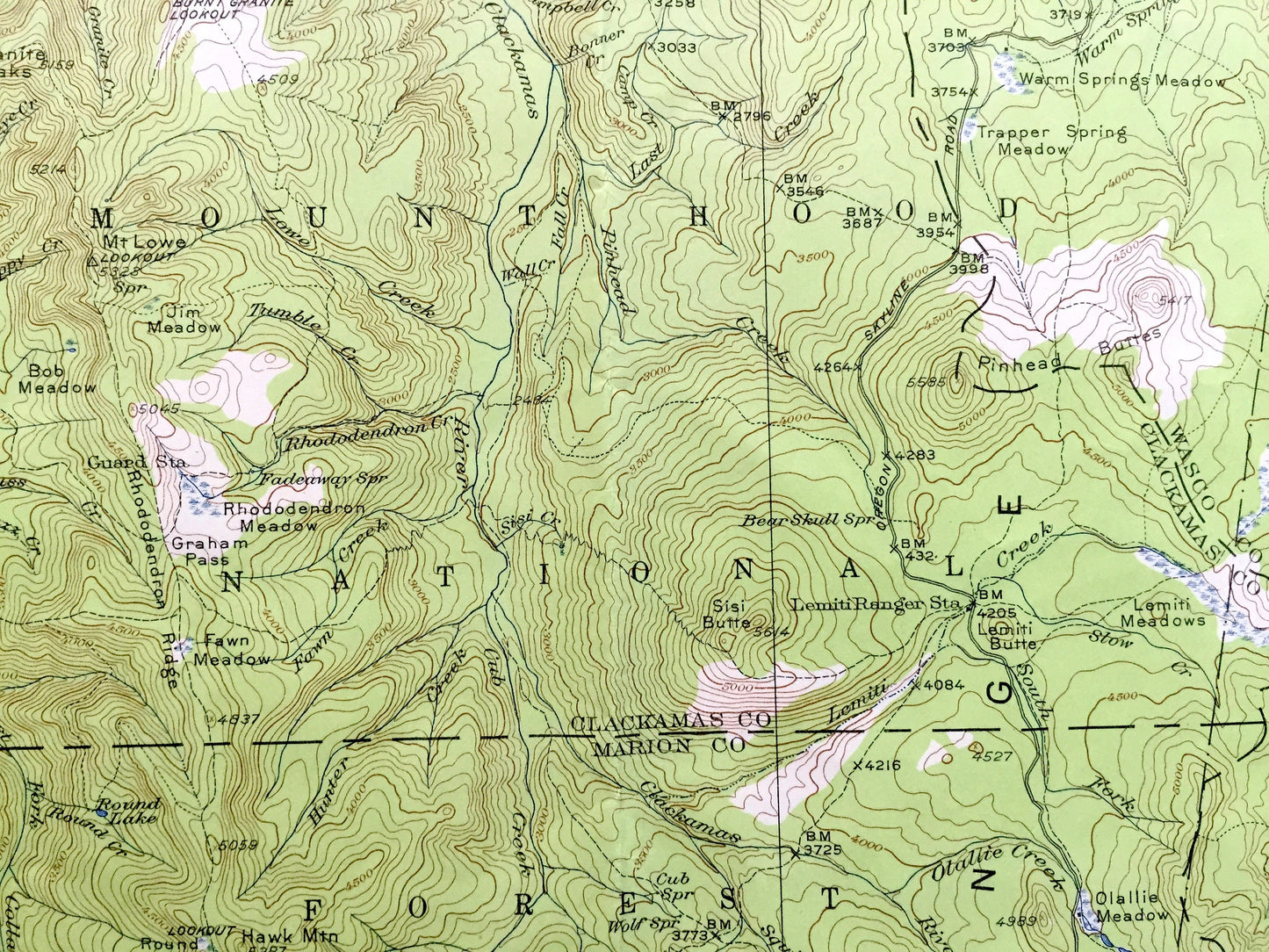 Antique Mt Jefferson, Oregon 1927 US Geological Survey Topographic Map – Marion, Clackamas, Linn County, Mount Hood National Forest, OR, Mt