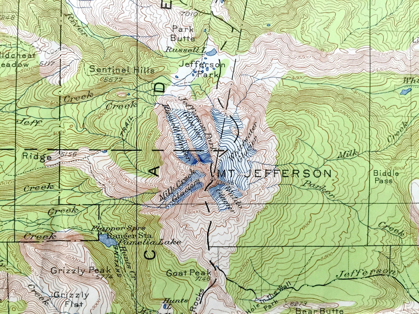 Antique Mt Jefferson, Oregon 1927 US Geological Survey Topographic Map – Marion, Clackamas, Linn County, Mount Hood National Forest, OR, Mt