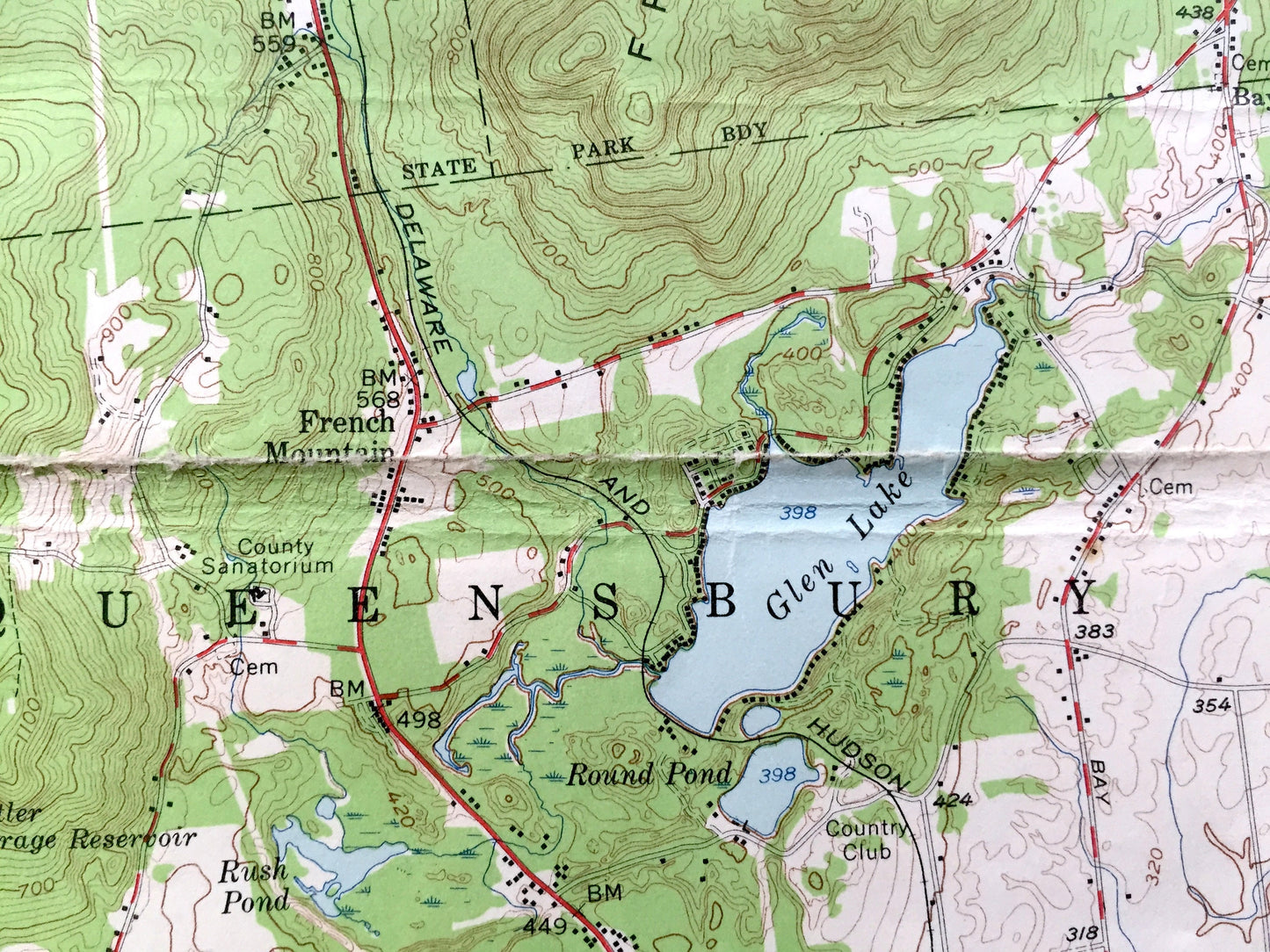Antique Glens Falls, New York 1955 US Geological Survey Topographic Map – Adirondacks, Lake George, Hudson Falls, Caldwell, Fort Edward, NY