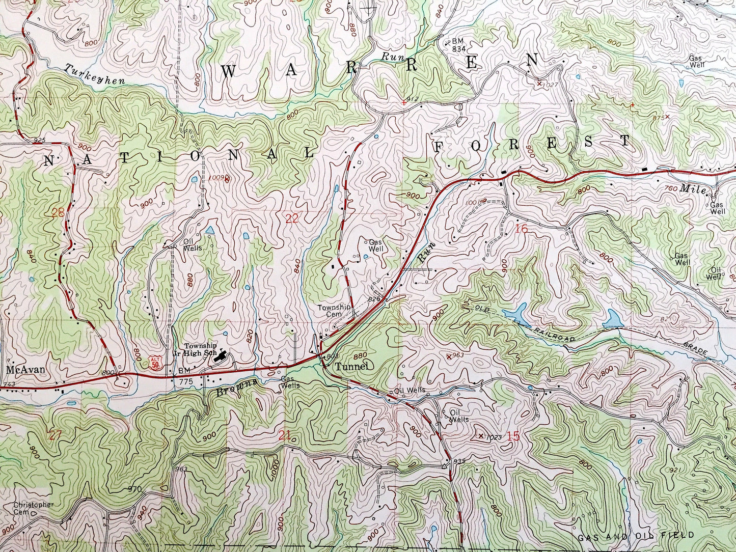 Antique Fleming, Ohio 1960 US Geological Survey Topographic Map — Washington County, Watertown, Adams, Muskingum, Barlow, Wayne, Warren, OH