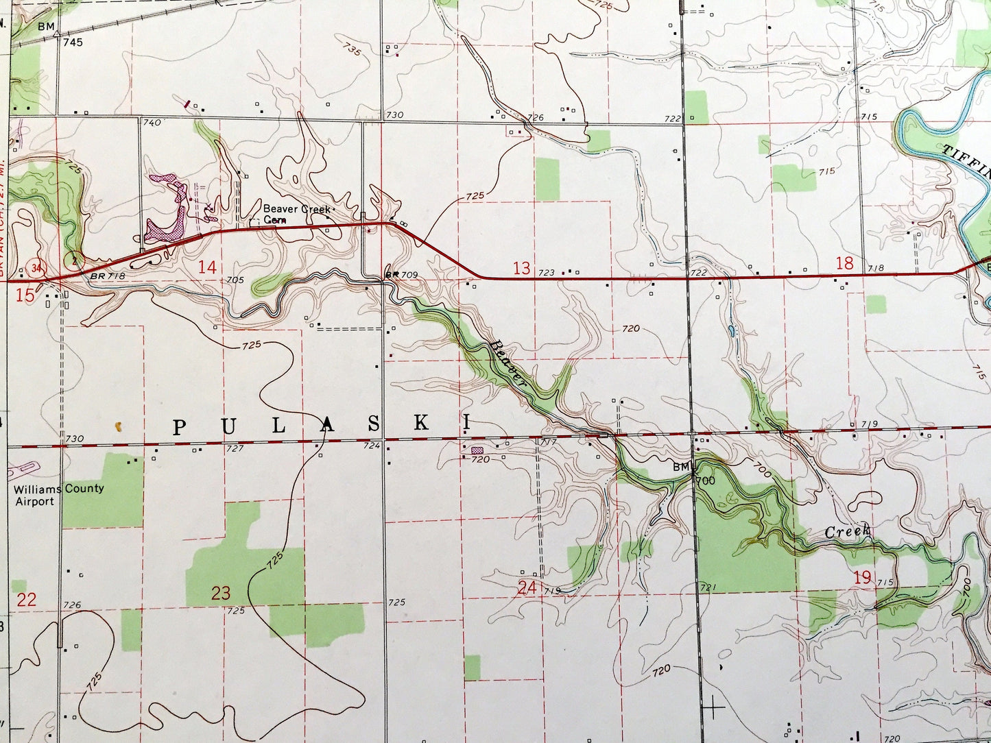 Antique Evansport, Ohio 1960 US Geological Survey Topographic Map — Williams, Defiance County, Pulaski, Springfield, Washington, Tiffin, OH