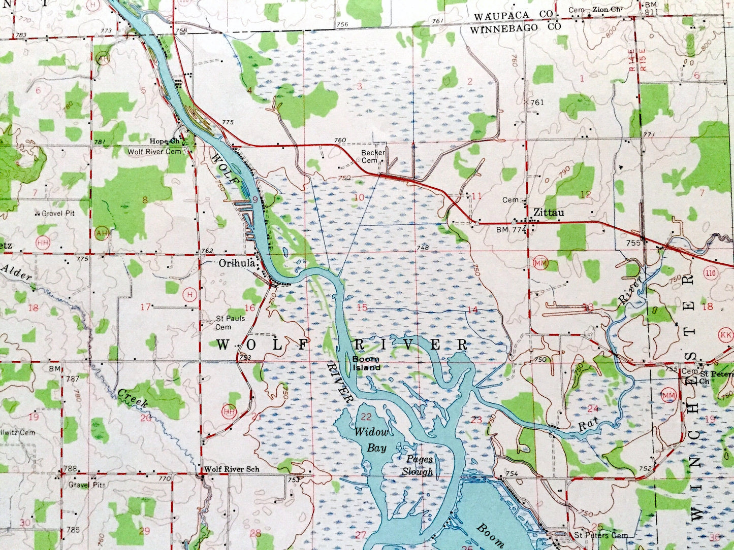Antique Poy Sippi, Wisconsin 1961 US Geological Survey Topographic Map – Waushara, Winnebago County, Poysippi, Lake Poygan, Winneconne, WI