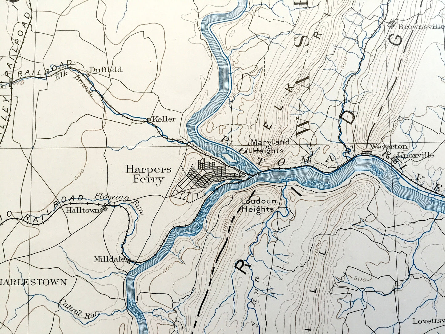 Antique Harpers Ferry, West Virginia 1884 US Geological Survey Topographic Map – Antietam Battlefield, Sharpsburg, Frederick, Maryland WV MD