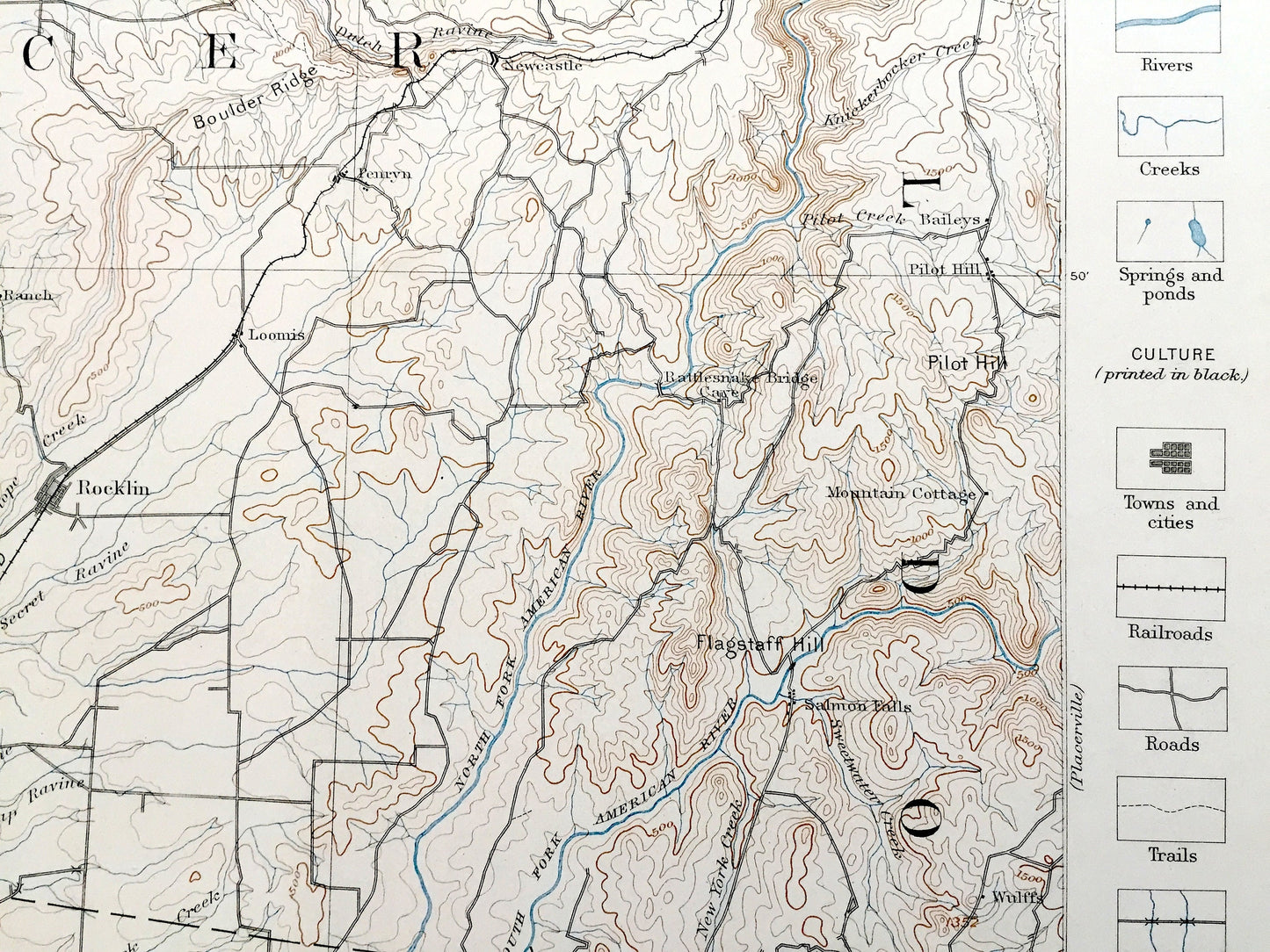Antique Sacramento, California 1887 US Geological Survey Topographic Map – Yuba, Sutter, Placer, El Dorado, Sheridan, Ewing, Lincoln, CA