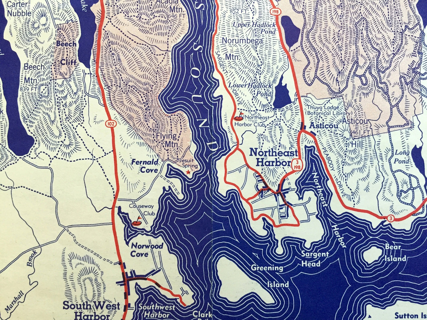 Antique Mount Desert Island, Maine 1938 US Geological Survey Topographic Map – Acadia National Park, Hancock County, Bar Harbor, Tremont, ME
