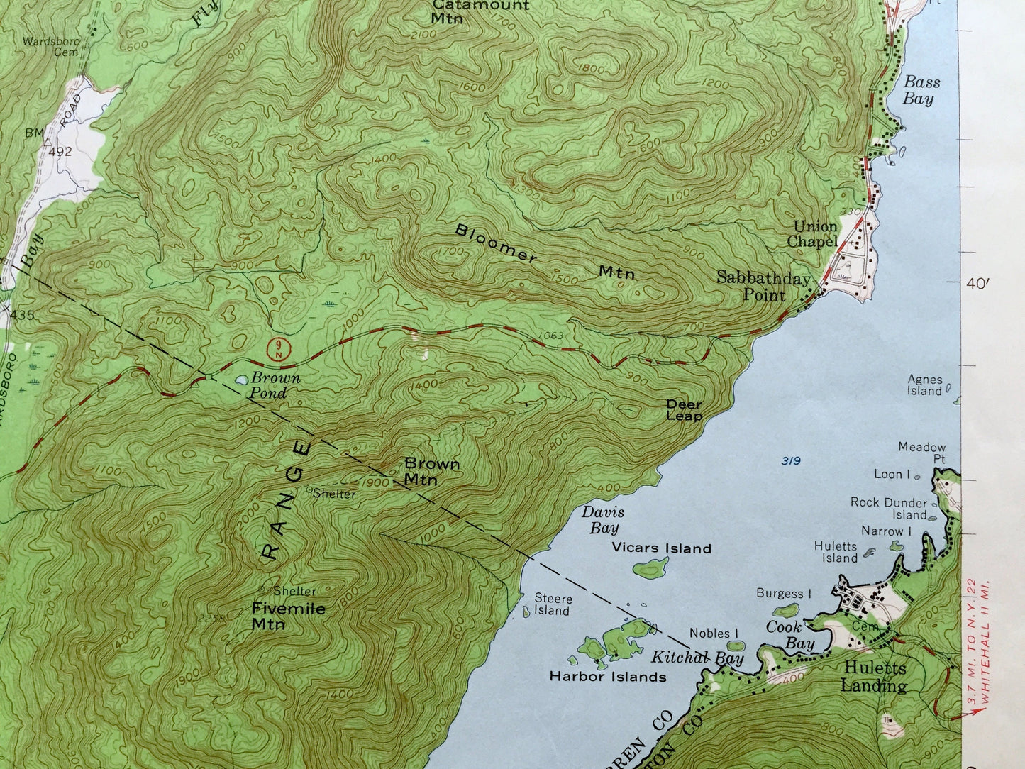 Antique Bolton Landing, New York 1958 US Geological Survey Topographic Map – Adirondacks, Lake George, Silver Bay, Horicon, Hague Schroon NY