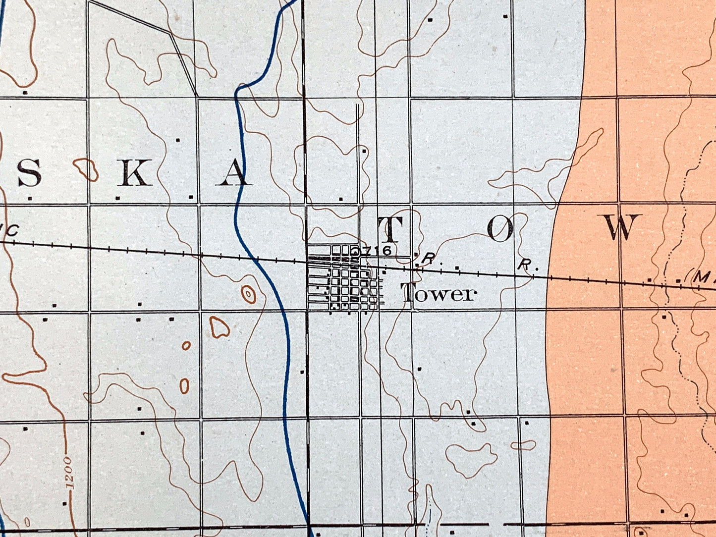 Antique Tower City, North Dakota 1909 US Geological Survey Topographic Map – Cass, Barnes, Ransom County, Valley City, Buffalo, Oriska ND