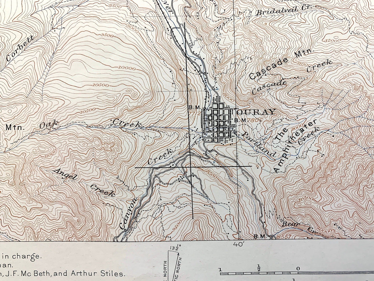 Antique Ouray, Colorado 1904 US Geological Survey Topographic Map – Uncompahgre National Forest, Gunnison, Hinsdale County, Chimney Peak