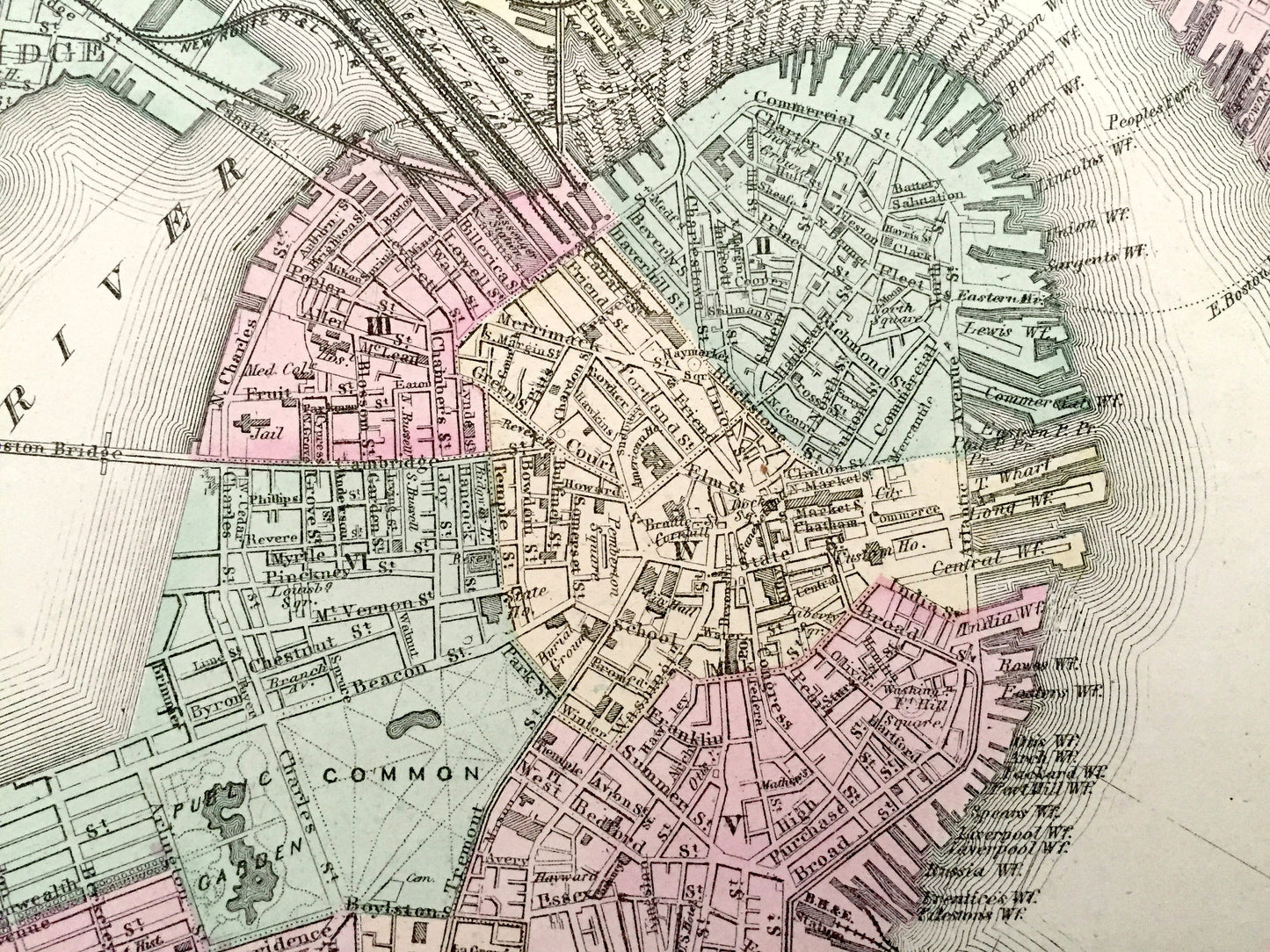 Antique 1874 Boston / Massachusetts State Map from O.W. Gray's Atlas of United States of America; Stedman, Brown & Lyon – Rhode Island