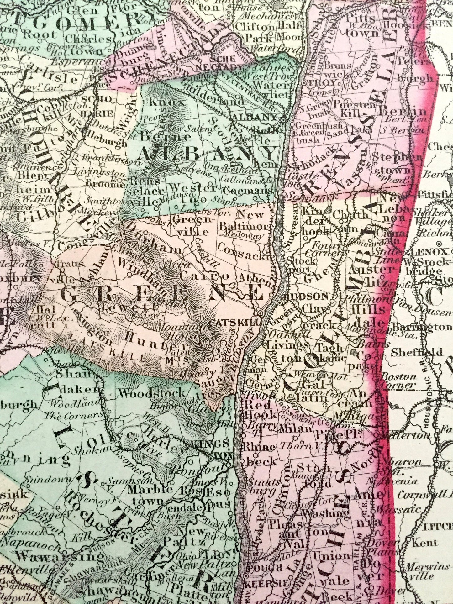 Antique 1874 New York City / Connecticut NY State Map from O.W. Gray's Atlas of United States of America; Stedman, Brown & Lyon – Brooklyn