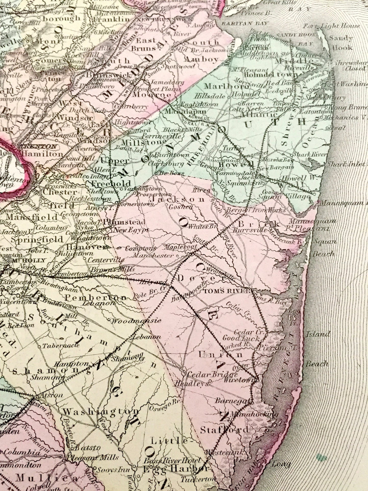 Antique 1874 New Jersey / Maryland and Delaware State Map from O.W. Gray's Atlas of United States of America; Stedman, Brown & Lyon — DC
