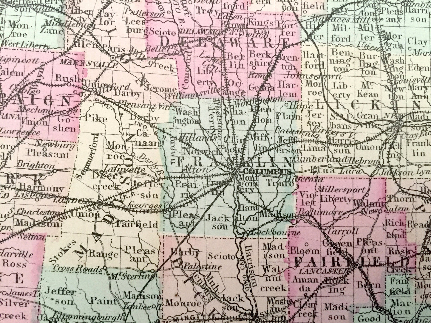 Antique 1874 Ohio / Kentucky and Tennessee State Map from O.W. Gray's Atlas of United States of America; Stedman, Brown & Lyon – Louisville