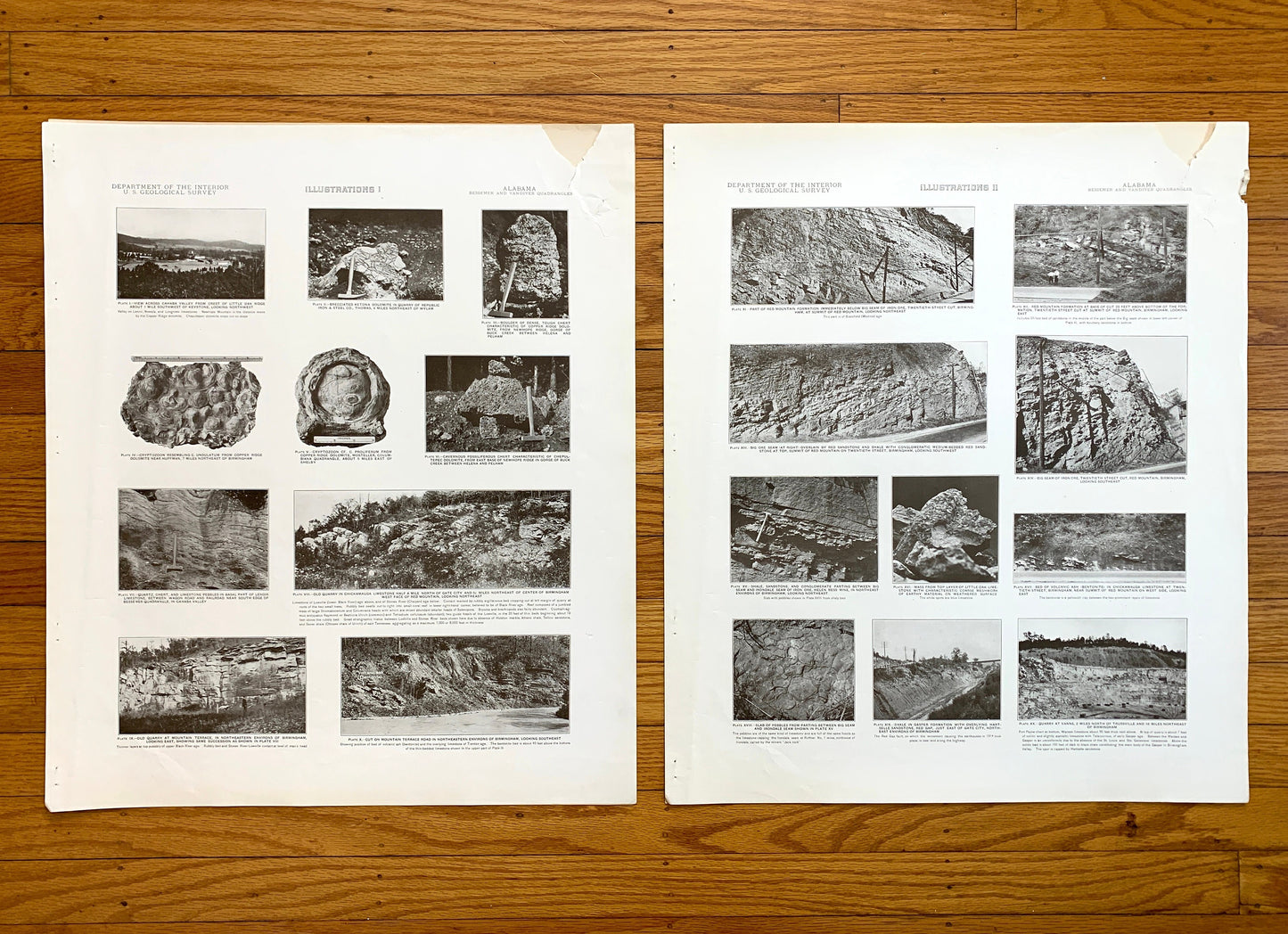 Antique 1927 Vandiver-Bessemer, Alabama Rock Formation Photographs – US Geological Survey – Shale, Sandstone, Jefferson, Shelby County, AL