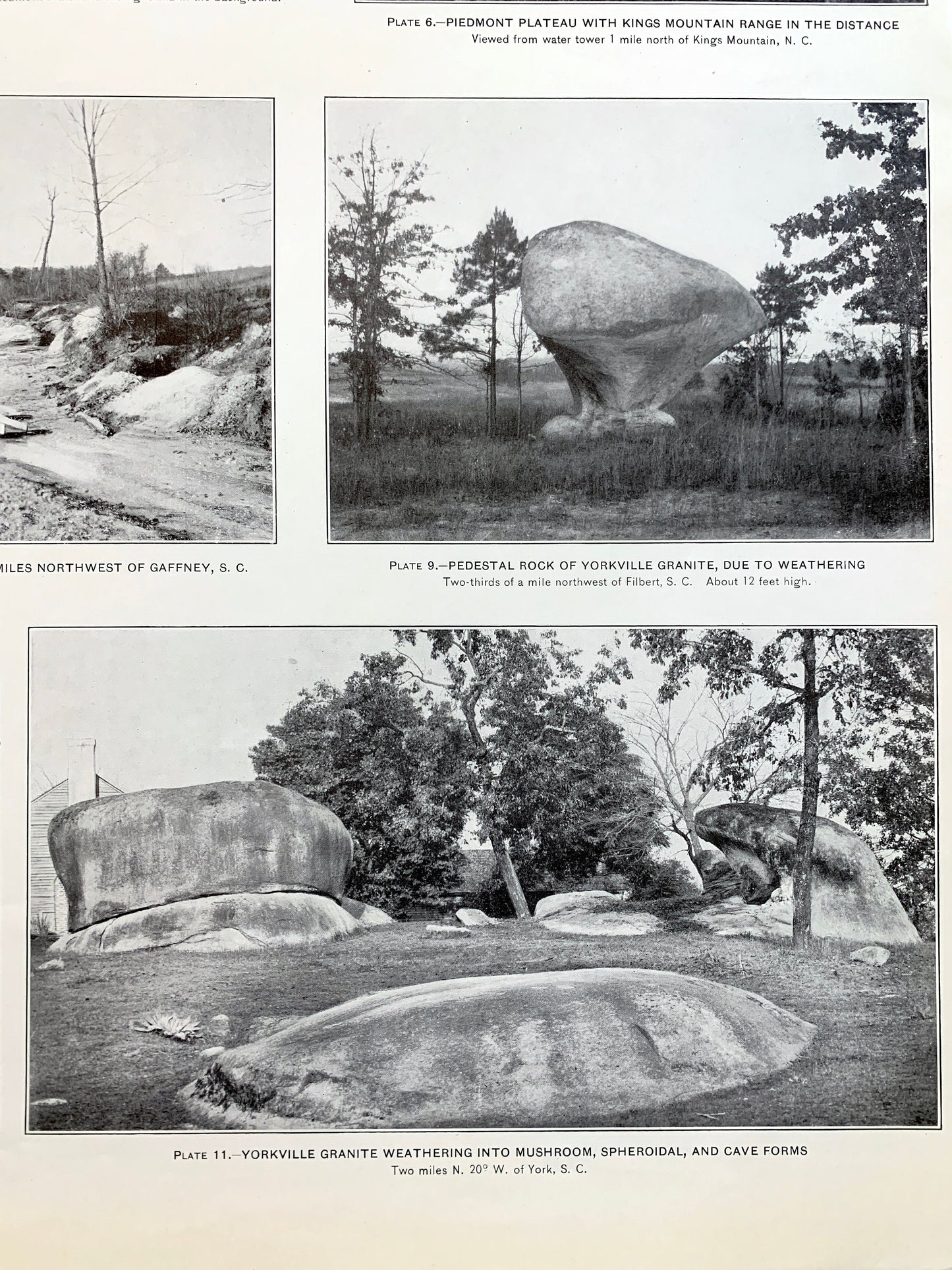 Antique 1931 Kings Mountain and Gaffney, North South Carolina Rock Formation Photographs – US Geological Survey – Crowders Mountain NC SC