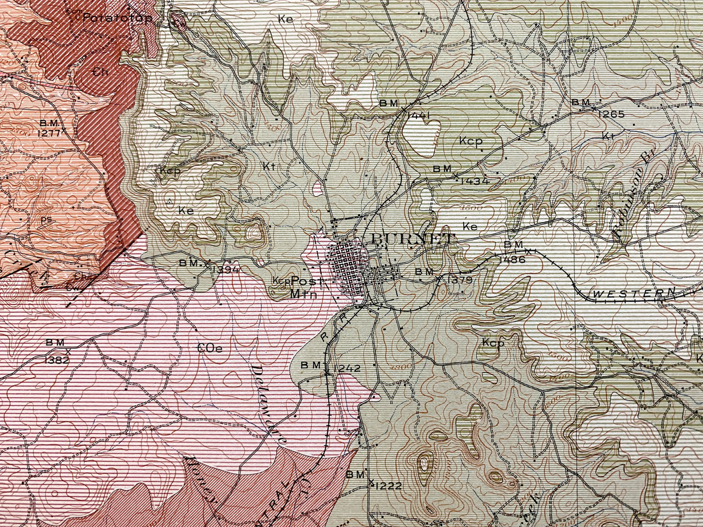 Antique Burnet, Texas 1911 US Geological Survey Topographic Map – San Saba, Llano, Williamson, Travis County, Marble Falls, Kingsland, TX