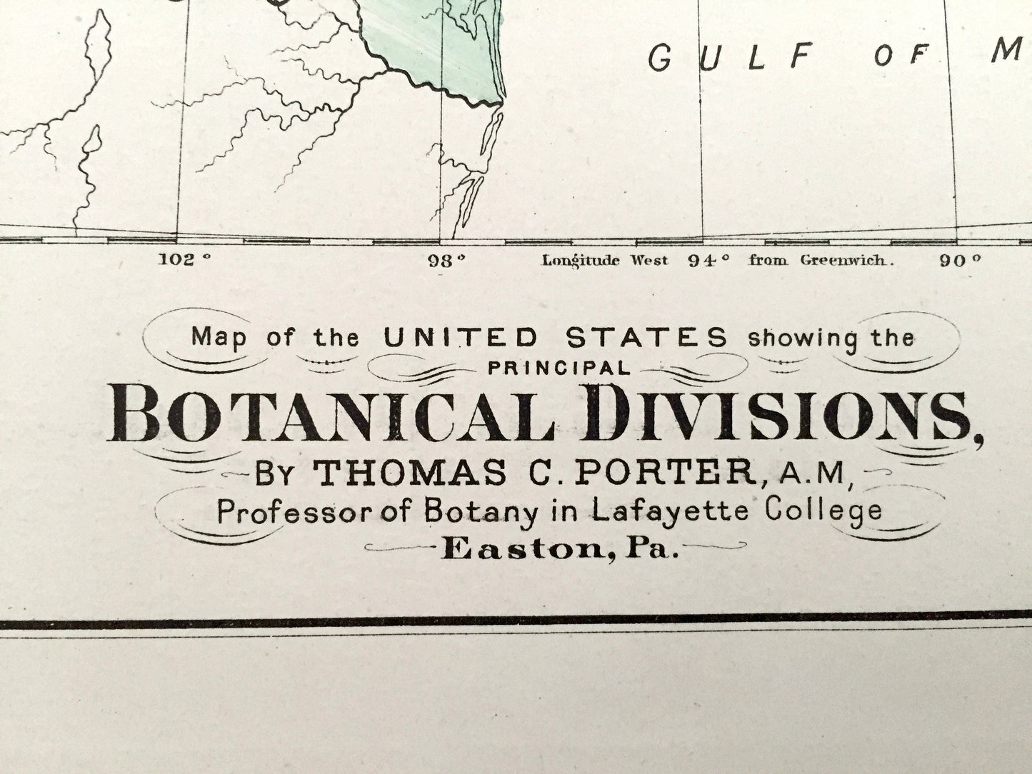 Antique 1874 Botanical Divisions Map of the USA from O.W. Gray's Atlas of United States of America; Stedman, Brown & Lyon – Thomas C Porter