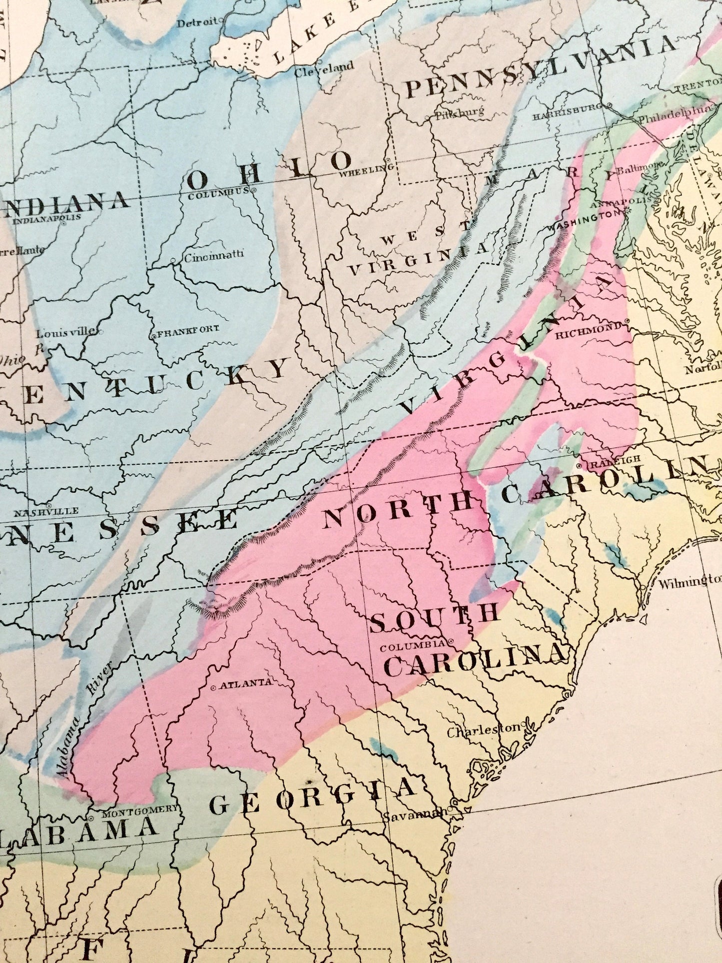 Antique 1874 Geological Formations Map of the United States from O.W. Gray's Atlas of the United States; Stedman, Brown & Lyon — USA America
