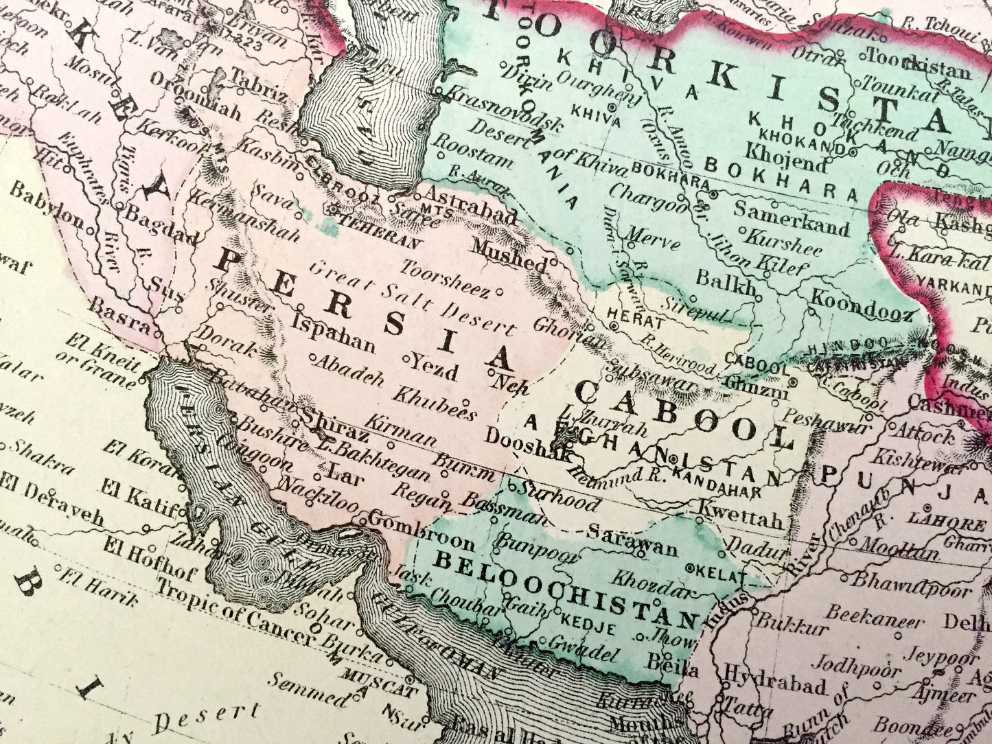 Antique 1874 Asia and Oceania Map from O.W. Gray's Atlas of United States of America; Stedman, Brown & Lyon – India, Australia, Middle East