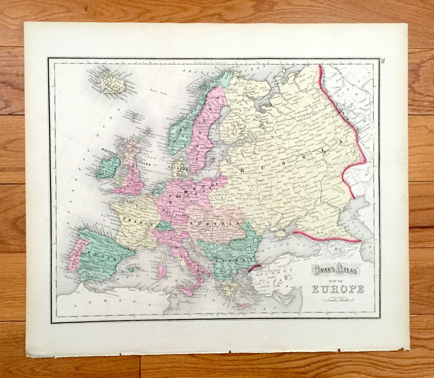 Antique 1874 Africa and Europe Map from O.W. Gray's Atlas of United States of America; Stedman, Brown & Lyon – Sudan, Sahara, Congo, Egypt