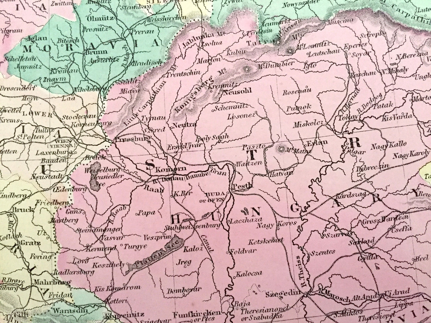 Antique 1874 British Isles / Germany and Austria Map from O.W. Gray's Atlas of United States of America; Stedman, Brown & Lyon – Switzerland