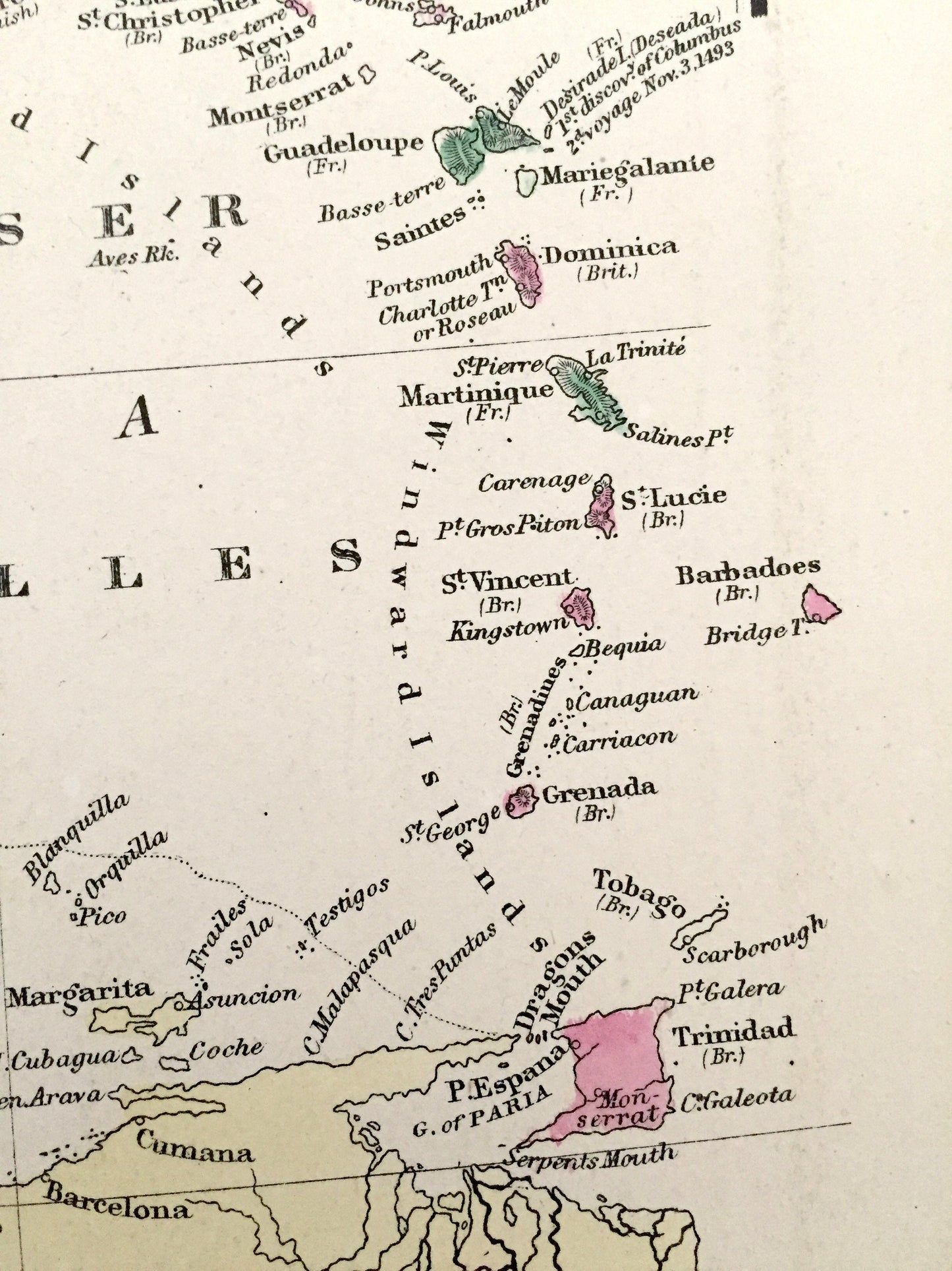 Antique 1874 West Indies and Central America / Mexico Map from OW Gray's Atlas of United States of America; Stedman, Brown, Lyon – Caribbean