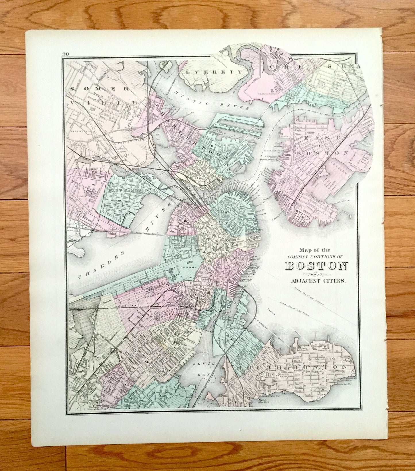 Antique 1874 Boston / Massachusetts State Map from O.W. Gray's Atlas of United States of America; Stedman, Brown & Lyon – Rhode Island