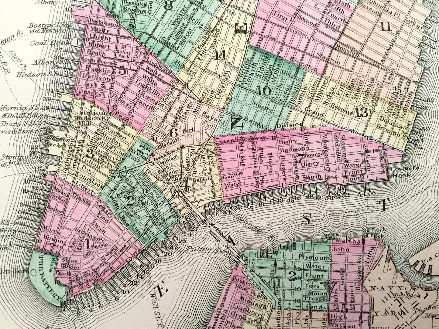 Antique 1874 New York City / Connecticut NY State Map from O.W. Gray's Atlas of United States of America; Stedman, Brown & Lyon – Brooklyn