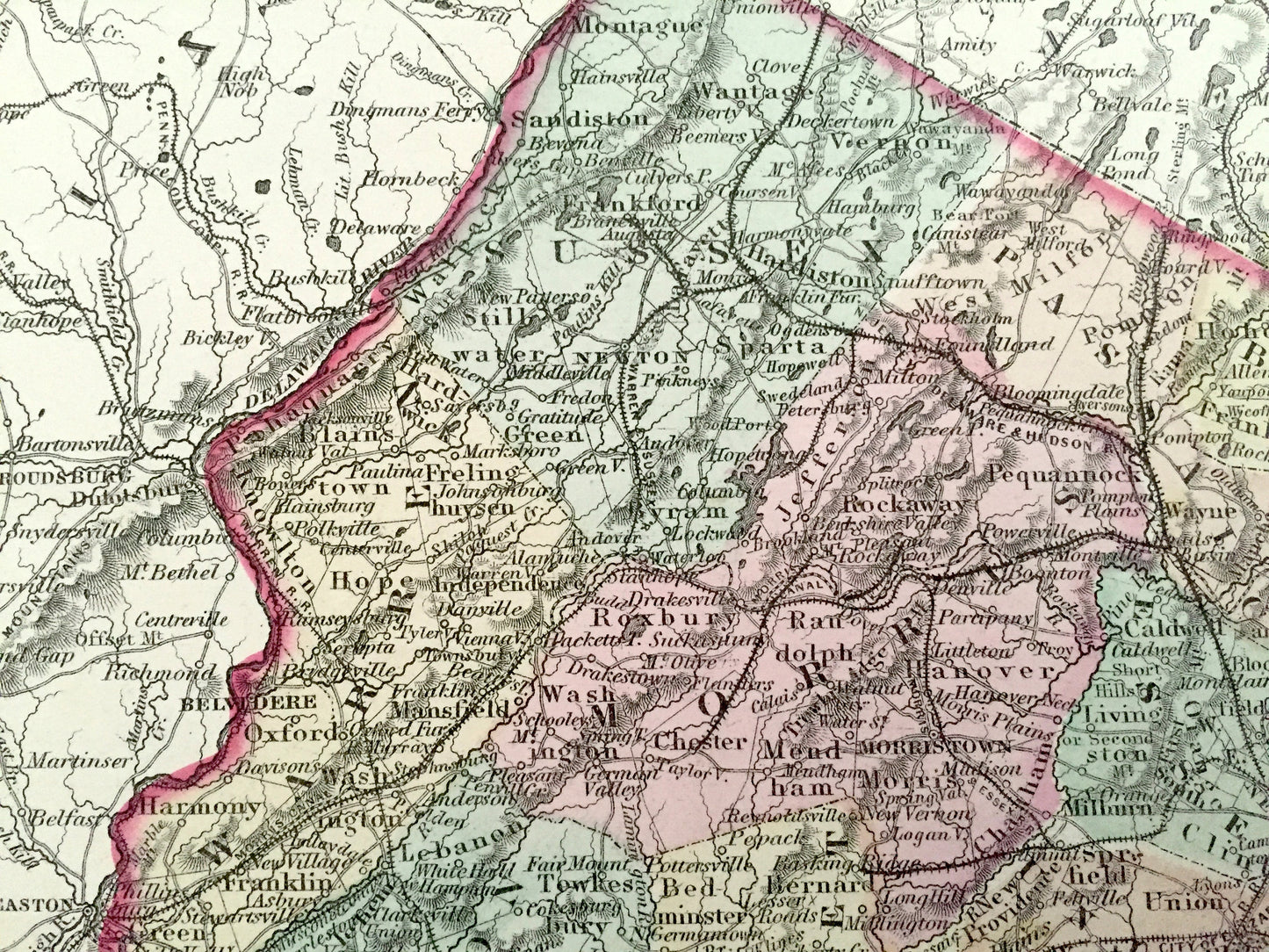 Antique 1874 New Jersey / Maryland and Delaware State Map from O.W. Gray's Atlas of United States of America; Stedman, Brown & Lyon — DC