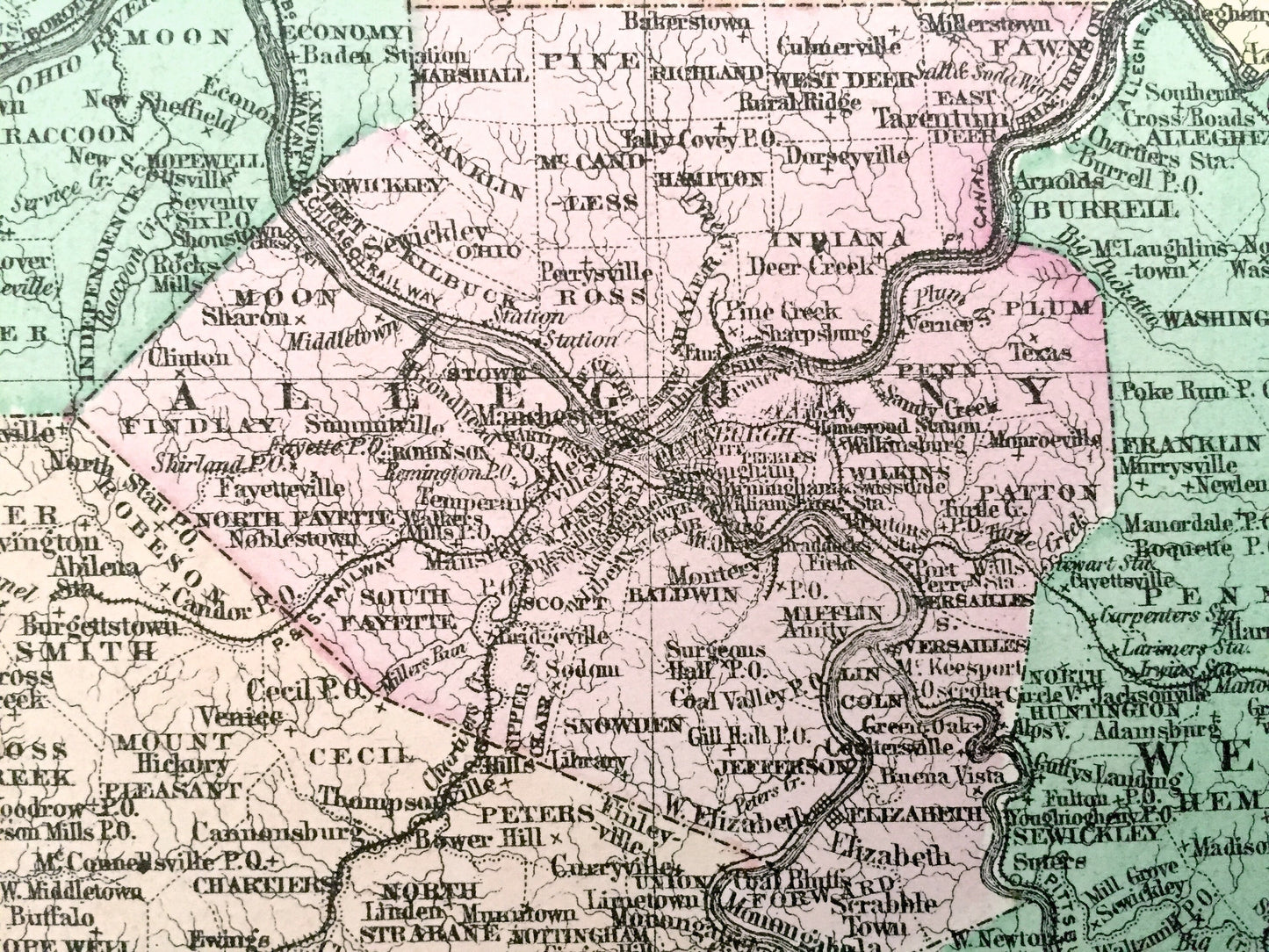 Antique 1874 Pennsylvania State / Baltimore / Philadelphia Map from O.W. Gray's Atlas of United States of America; Stedman, Brown & Lyon