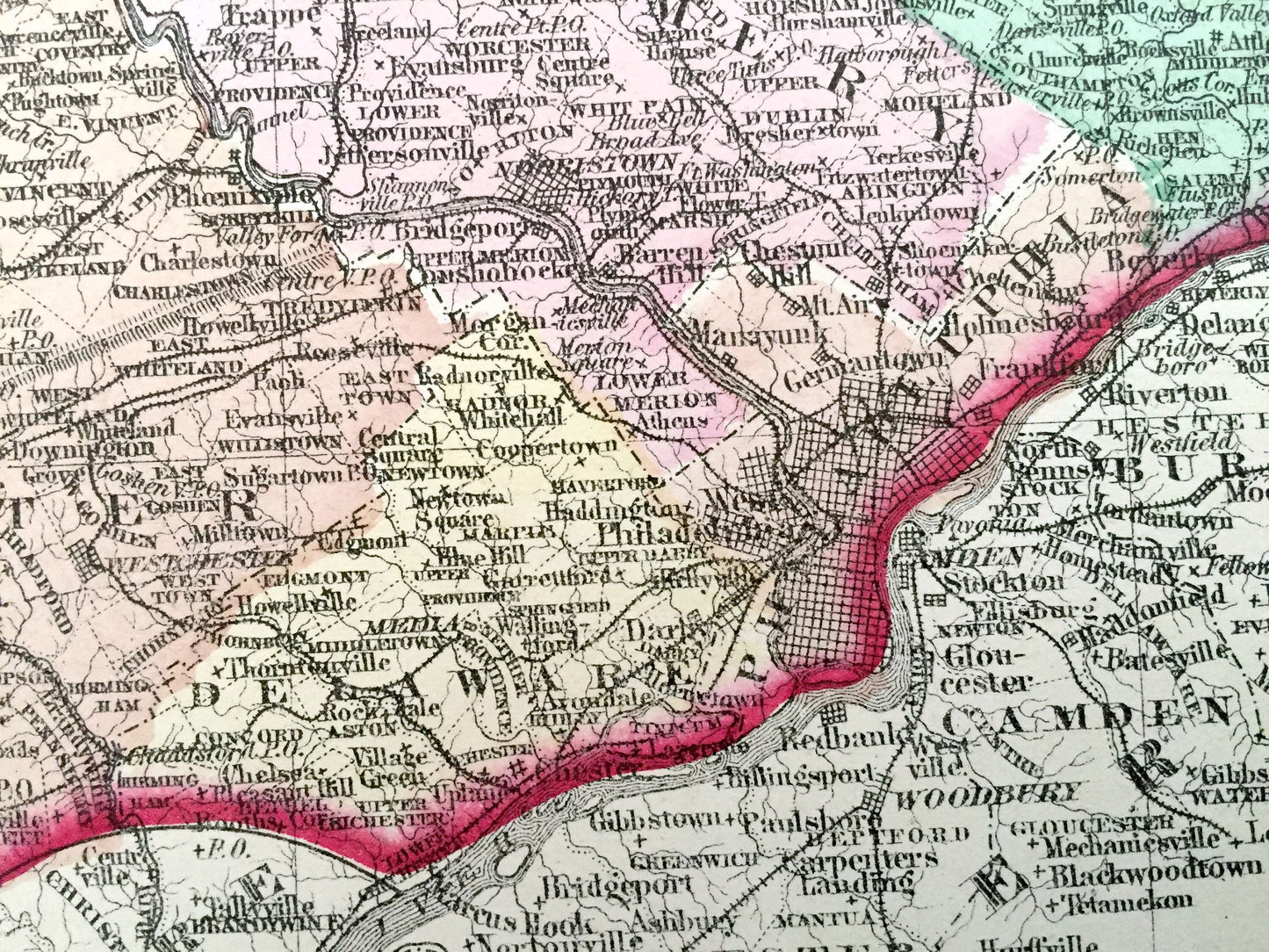 Antique 1874 Pennsylvania State / Baltimore / Philadelphia Map from O.W. Gray's Atlas of United States of America; Stedman, Brown & Lyon