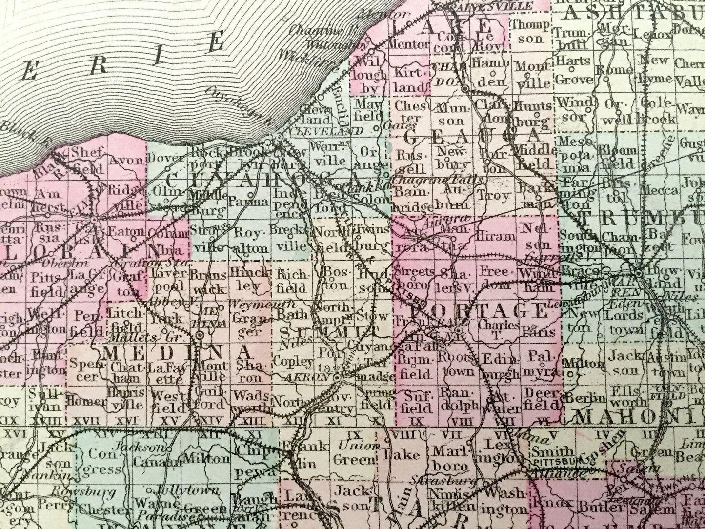 Antique 1874 Ohio / Kentucky and Tennessee State Map from O.W. Gray's Atlas of United States of America; Stedman, Brown & Lyon – Louisville