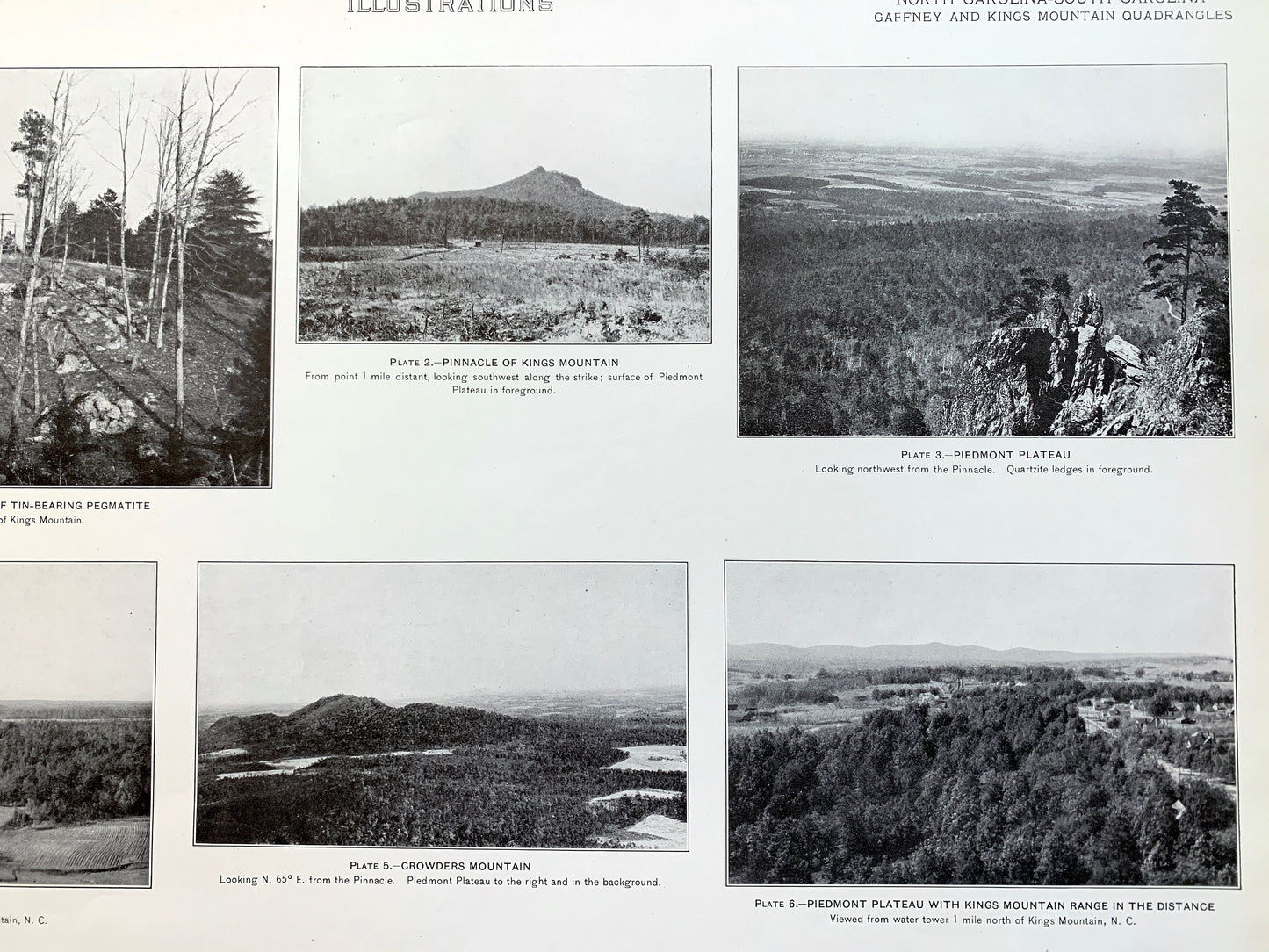 Antique 1931 Kings Mountain and Gaffney, North South Carolina Rock Formation Photographs – US Geological Survey – Crowders Mountain NC SC