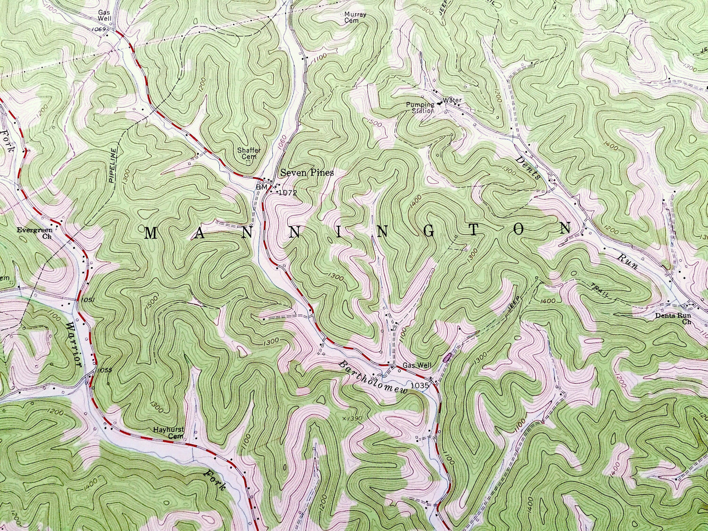 Antique Glover Gap, West Virginia 1960 US Geological Survey Topographic Map – Marion, Wetzel County, Church, Mannington, Grant, Brink, WV