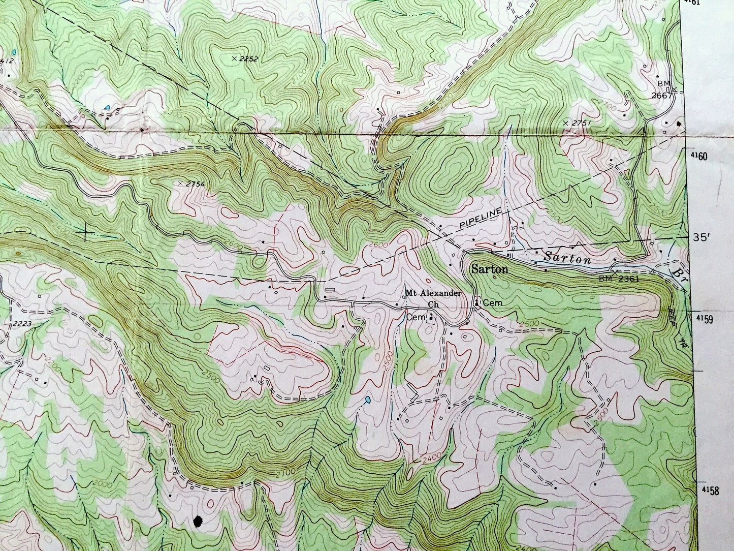 Antique Greenville, West Virginia 1971 US Geological Survey Topographic Map – Summers, Monroe County, Talcott, Forest Hill, Wolf Creek, WV