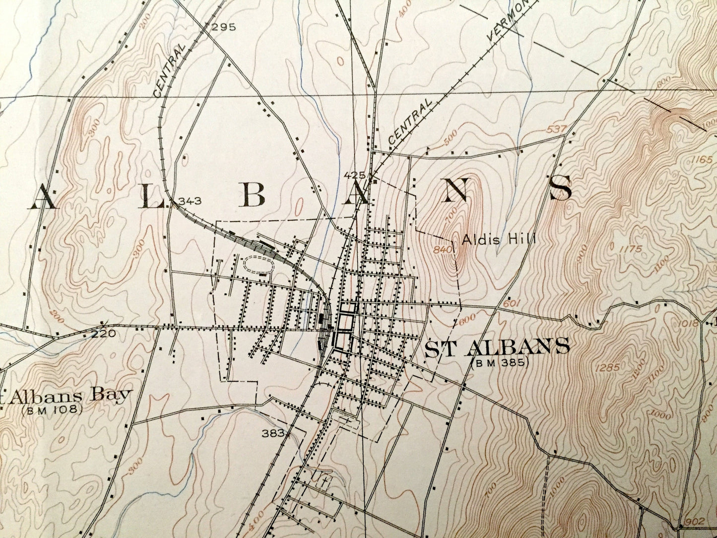 Antique St Albans, Vermont 1916 US Geological Survey Topographic Map – Lake Champlain, Swanton, North Hero, Highgate, Alburg, Sheldon, VT