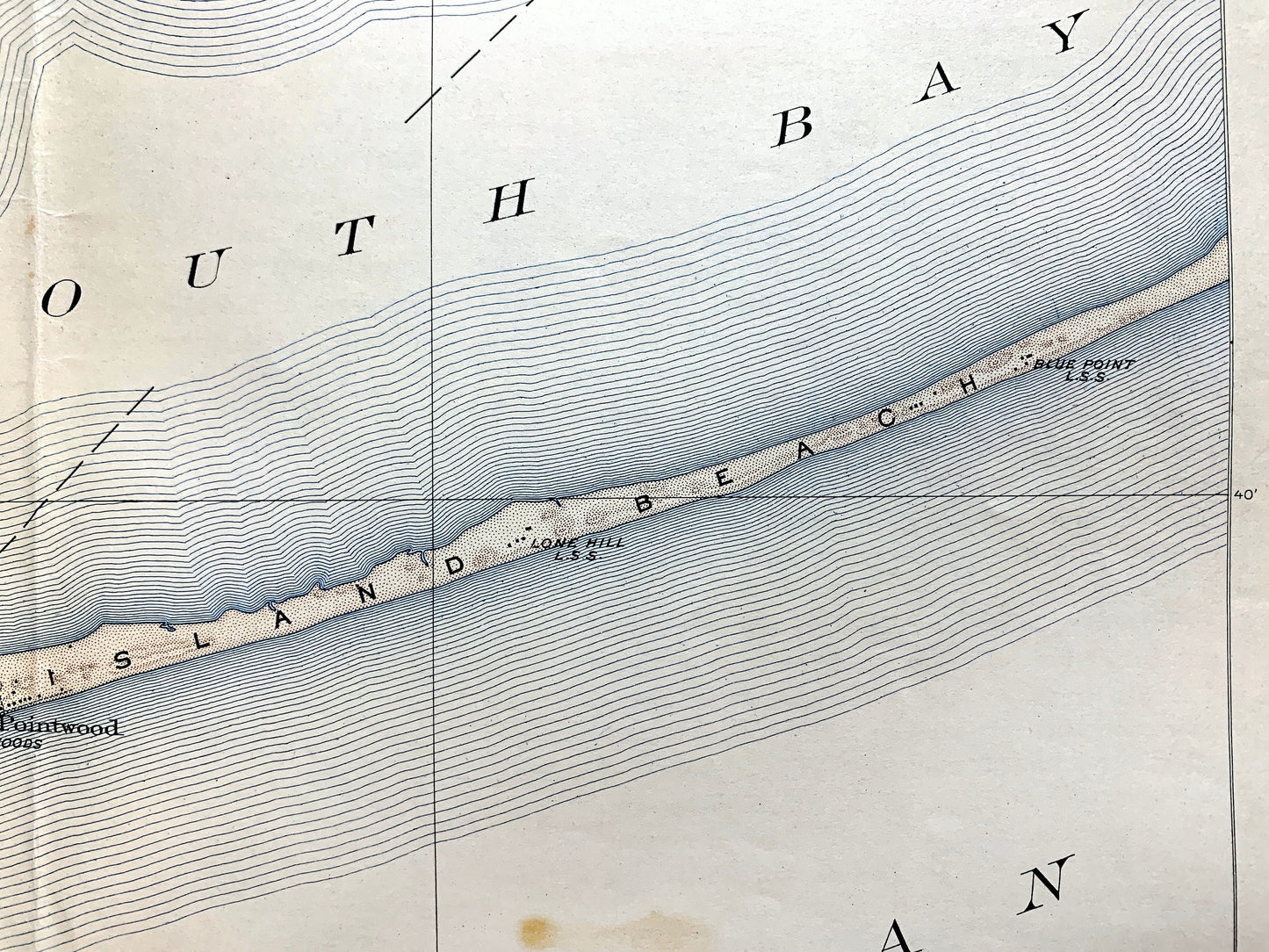 Antique Fire Island, New York 1903 US Geological Survey Topographic Map – Long Island, Babylon, Bay Shore, Islip, Sayville Suffolk County NY