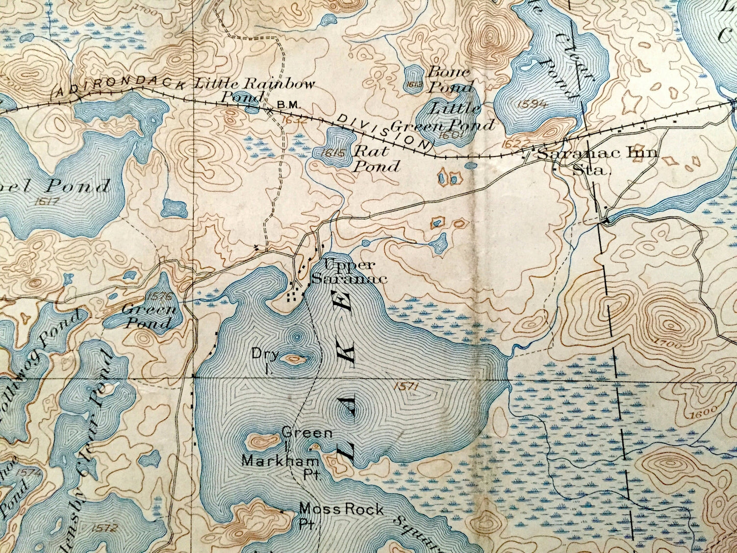 Antique Saint Regis, New York 1905 US Geological Survey Topographic Map – Adirondacks, Saranac Lake, Santa Clara, Brighton, Harrietstown, NY