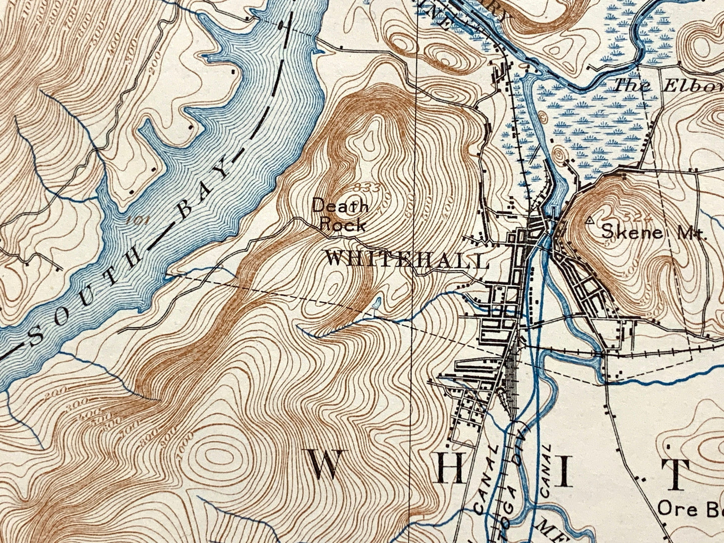 Antique Whitehall, New York 1902 US Geological Survey Topographic Map – Lake George, Champlain, Putnam, Benson, Fair Haven, Vermont NY VT