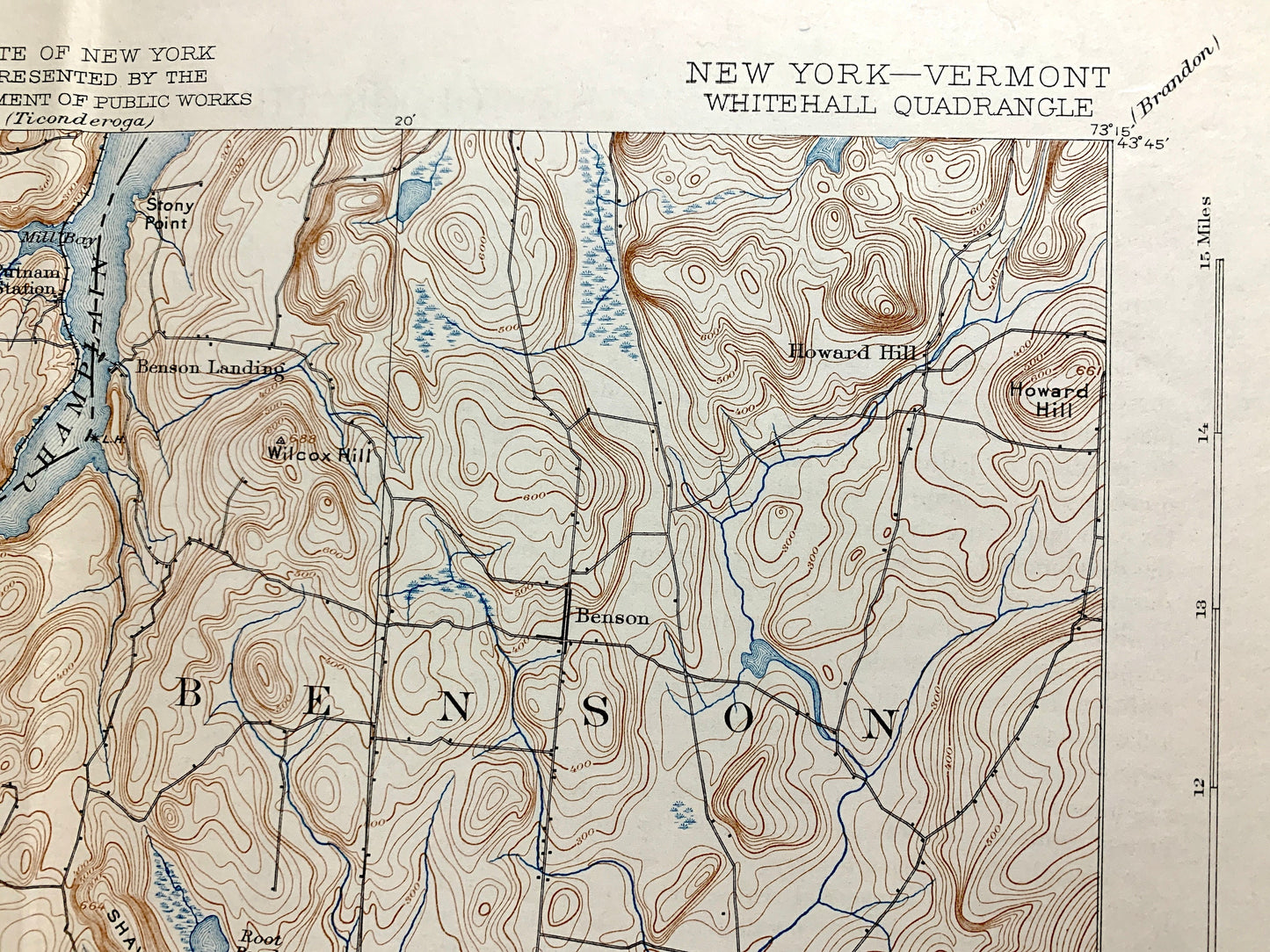 Antique Whitehall, New York 1902 US Geological Survey Topographic Map – Lake George, Champlain, Putnam, Benson, Fair Haven, Vermont NY VT