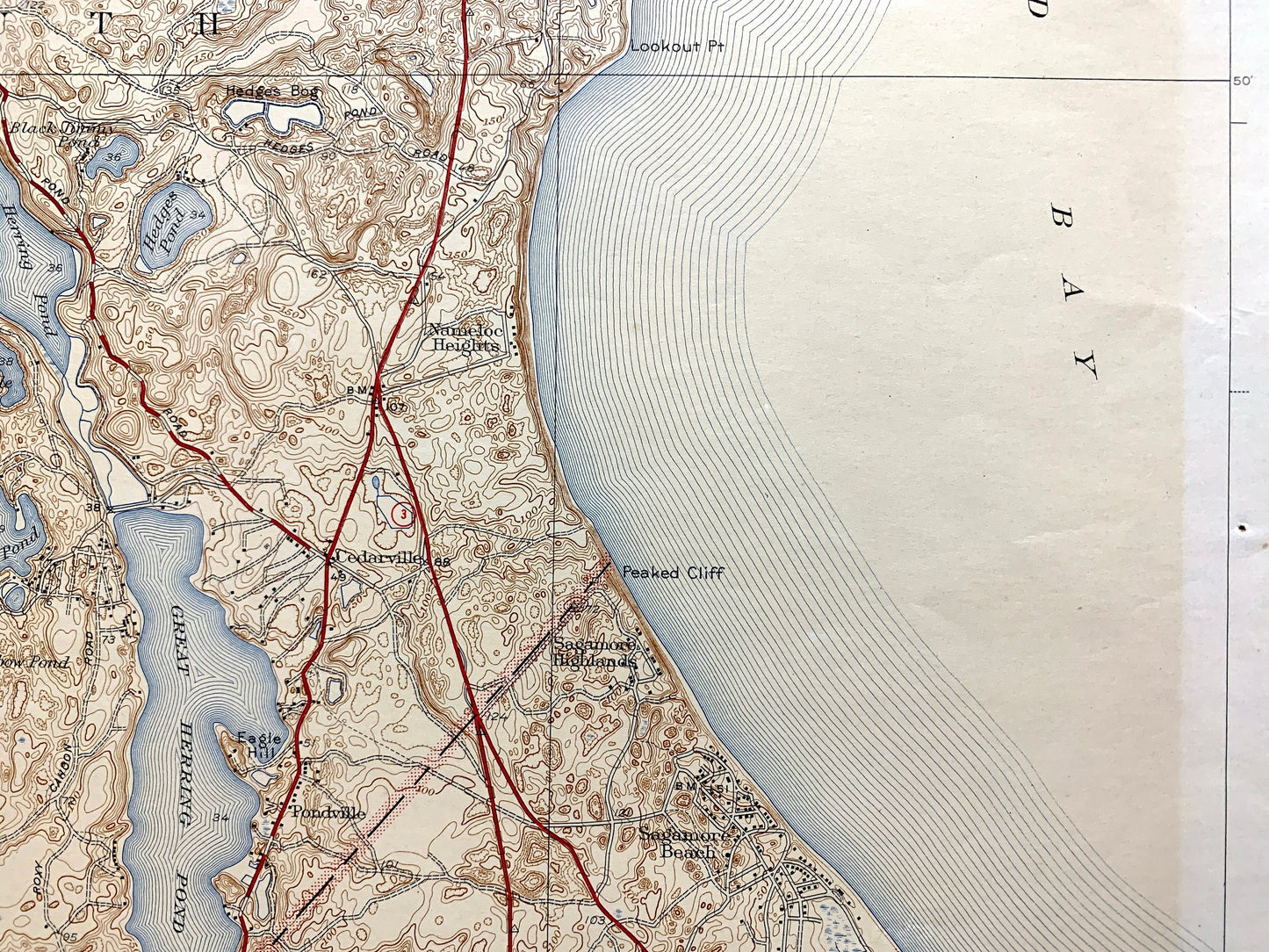 Antique Sagamore, Massachusetts 1940 US Geological Survey Topographic Map – Barnstable County, Plymouth, Sandwich, Bourne, Cape Cod Beach MA