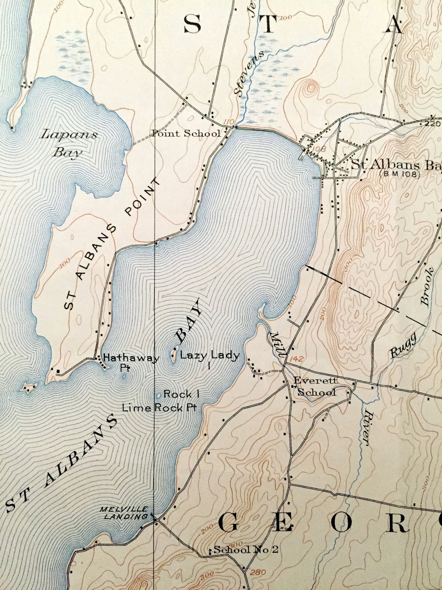 Antique St Albans, Vermont 1916 US Geological Survey Topographic Map – Lake Champlain, Swanton, North Hero, Highgate, Alburg, Sheldon, VT
